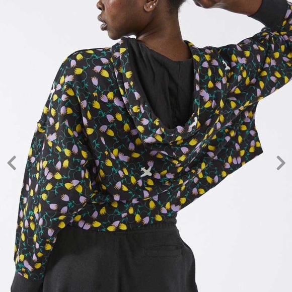 NWOT Adidas cropped floral hoodie - Picture 3 of 8